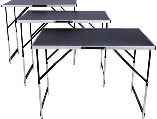 TecTake 3-tlg. Klappbarer Aluminium Tapeziertisch höhenverstellbar 300x60 cm